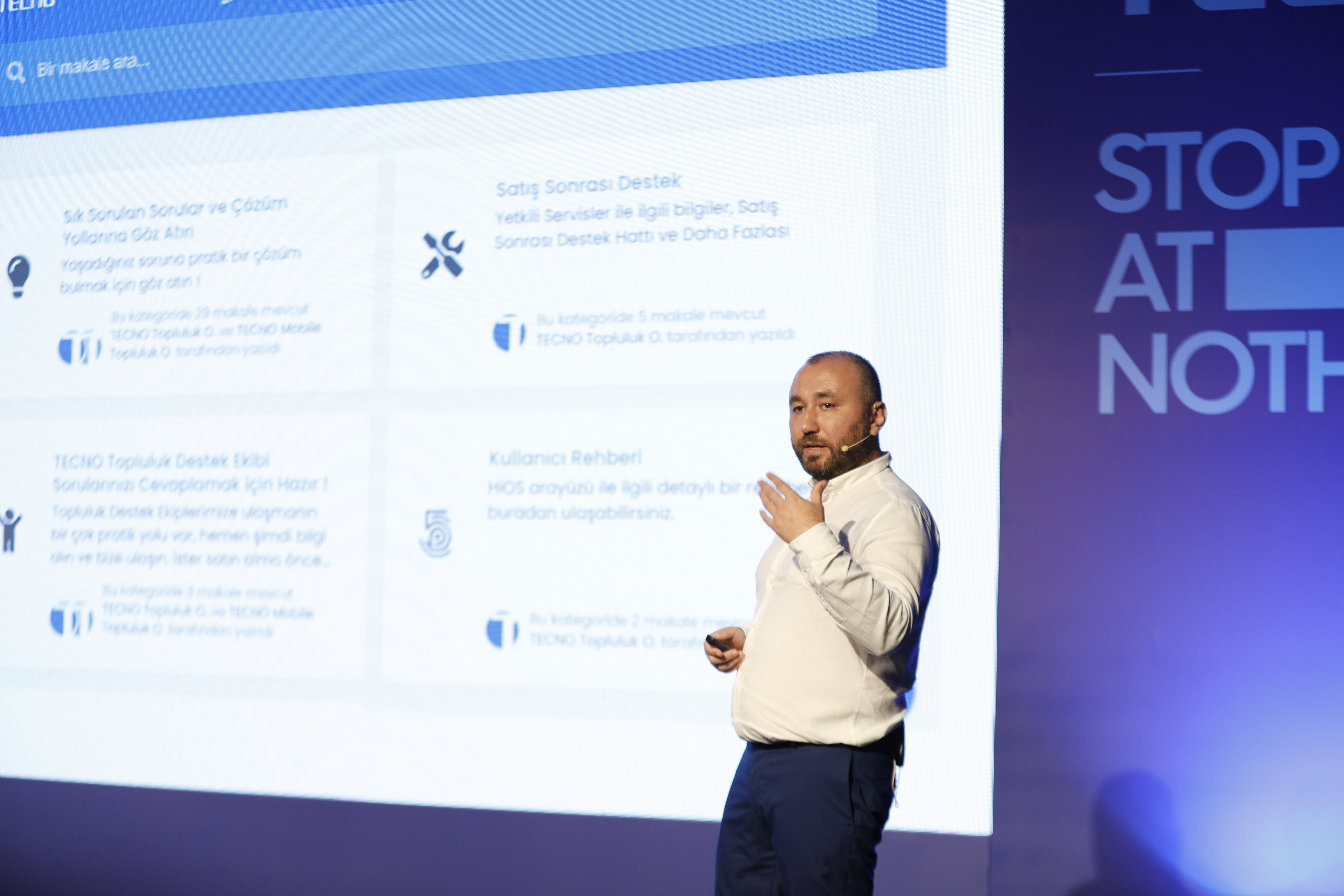Enes Pehlivan presenting at TECNO